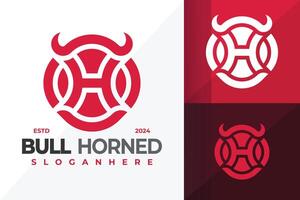 Letter H Bull Horned logo design symbol icon illustration vector