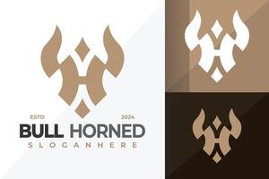 Letter H Bull Head logo design symbol icon illustration vector