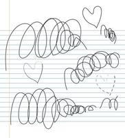 Hand drawing scribbles on lined notebook illustration. vector