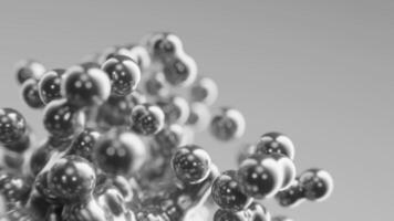 sömlös 3d framställa animering abstrakt silver- metallisk grå morphing långsam rörelse rör på sig molekyler metaballer meta bollar svartvit konst bubblor sfärer flytande metall kvicksilver bakgrund bakgrund tapet video