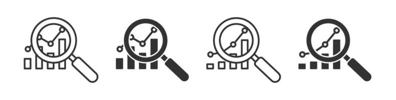 Search graph growth icon. Statistic research chart . Diagram analysis. Magnifying graphic information. vector