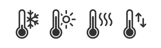 termómetro icono. caliente, frío temperatura . cálido, congelar clima. Celsius, Fahrenheit grado. vector