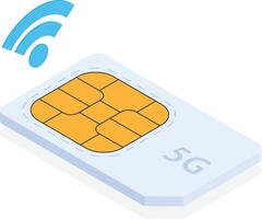 Isometric 5G Sim Card with Wi-Fi Signal vector