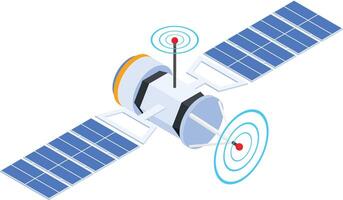 isométrica satélite con antenas vector