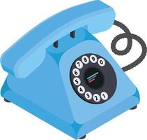 Blue Rotary Phone with Cord vector