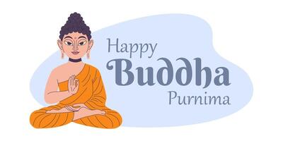 Happy Vesak Day, Buddha Purnima wishes greetings illustration. Posters, banners, greetings, and print design. vector