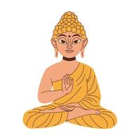 Buddha on white background, illustration in flat style. vector