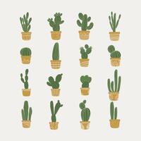 Collection of Potted Cacti Illustrations vector