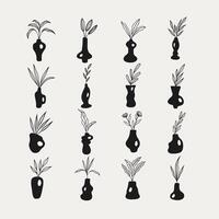 Minimalist Plant Vases Silhouettes vector