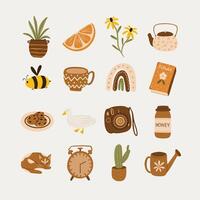 naturaleza y hogar temática clipart colección vector