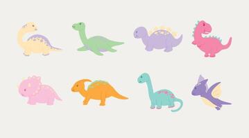 Cute Cartoon Dinosaurs Clipart Collection vector