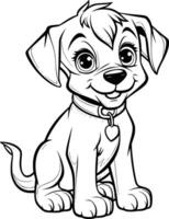 perro hueso colorante paginas para niños vector