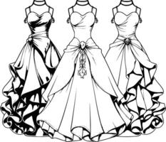 Dress Coloring Pages Drawing For Kids vector