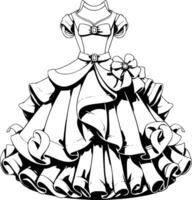 Dress Coloring Pages Drawing For Kids vector