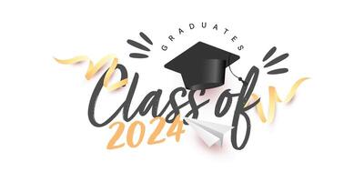 Class of 2024 graduation illustration template design vector