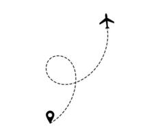 Airplane dotted route line the way airplane. Flying with a dashed line from the starting point and along the path. illustration vector