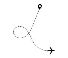 Airplane dotted route line the way airplane. Flying with a dashed line from the starting point and along the path. illustration vector