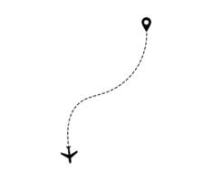 Airplane dotted route line the way airplane. Flying with a dashed line from the starting point and along the path. illustration vector