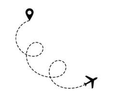 Airplane dotted route line the way airplane. Flying with a dashed line from the starting point and along the path. illustration vector