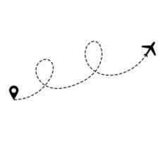 Airplane dotted route line the way airplane. Flying with a dashed line from the starting point and along the path. illustration vector