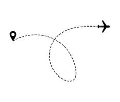 Airplane dotted route line the way airplane. Flying with a dashed line from the starting point and along the path. illustration vector