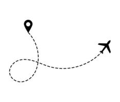 Airplane dotted route line the way airplane. Flying with a dashed line from the starting point and along the path. illustration vector