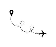 Airplane dotted route line the way airplane. Flying with a dashed line from the starting point and along the path. illustration vector