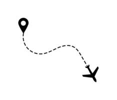 Airplane dotted route line the way airplane. Flying with a dashed line from the starting point and along the path. illustration vector