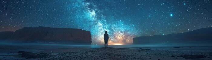 Starry night sky in remote location photo
