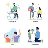 Basic Set of Fathers Day Celebration Flat Illustrations vector