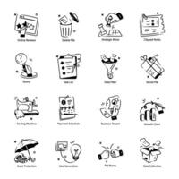 Collection of Office Tasks Hand Drawn Icons vector