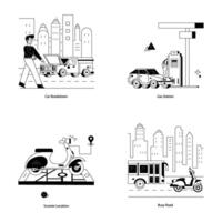 Set of Transportation Glyph Illustrations vector