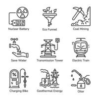 haz de energía eficiencia lineal íconos vector