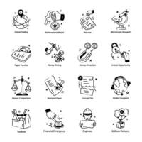 Set of Office Work Hand Drawn Icons vector