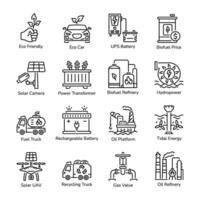 Modem Set of Power Resources Linear Icons vector