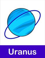 Planet Uranus on white background Solar System in Space. Planetary elements for education and other purposes vector