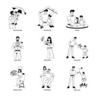 Handy Bundle of Fatherhood Glyph Illustrations vector