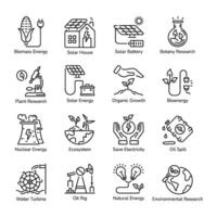 Set of 16 Eco Energy Linear Icons vector