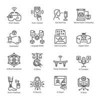 Pack of AI Services Linear Icons vector