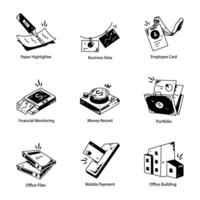 Latest Set of Business Tasks Doodle Icons vector