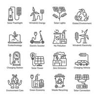 Handy Collection of Sustainable Energy Linear Icons vector