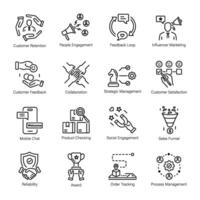 Collection of 16 Customer Engagement Linear Icons vector