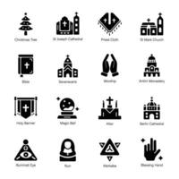 Modern Collection of Christian Belief Glyph Icons vector