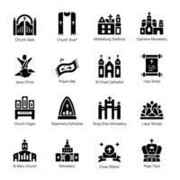 Handy Pack of Church Glyph Icons vector