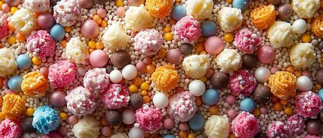 Macro shot of colorful sprinkles on a white background photo