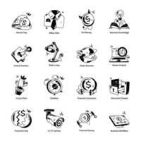 Bundle of Office Elements Doodle Icons vector