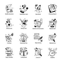 Web and Office Elements Hand Drawn Icons vector