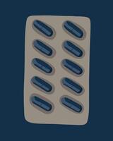 Illustration of pills in package. Tablets in capsules. vector