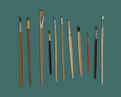 Illustration of a set of paint brushes. vector