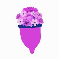 Illustration of menstrual cup. An alternative to pads. Menstrual cycle. Means of hygiene during menstruation. vector